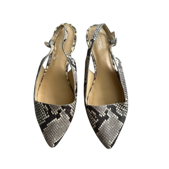 MICHAEL KORS Snake Print Leather Flat Slingbacks Size 9.5 - Picture 3 of 9